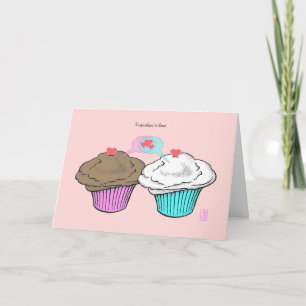 Cupcakes in Love ChocoVanillaPinkBlue Valentine Card