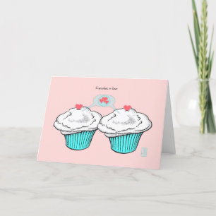 Cupcakes in Love VanillaVanillaBlueBlue Valentine Card