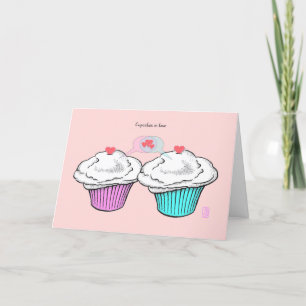 Cupcakes in Love VanillaVanillaPinkBlue Valentine Card