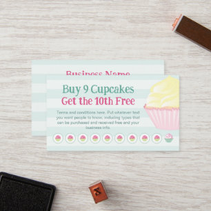 Cupcakes Loyalty Stamp or Punch Card - Buy 9 Get 1