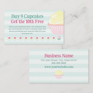 Cupcakes Loyalty Stamp or Punch Card - Buy 9 Get 1