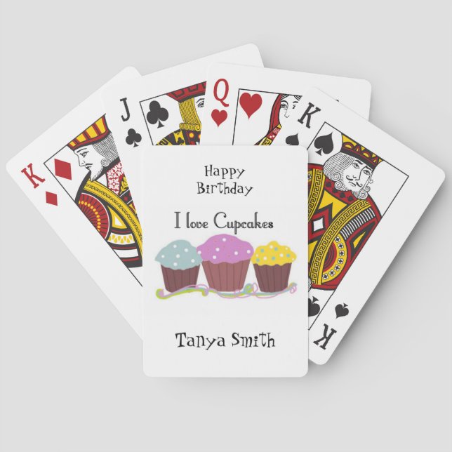 Cupcakes Make Me Happy Playing Cards (Back)