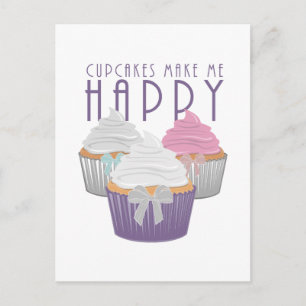 Cupcakes Make Me Happy Postcard