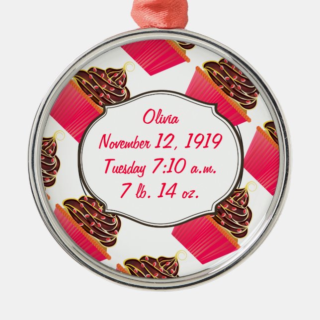 Cupcakes Metal Tree Decoration (Front)