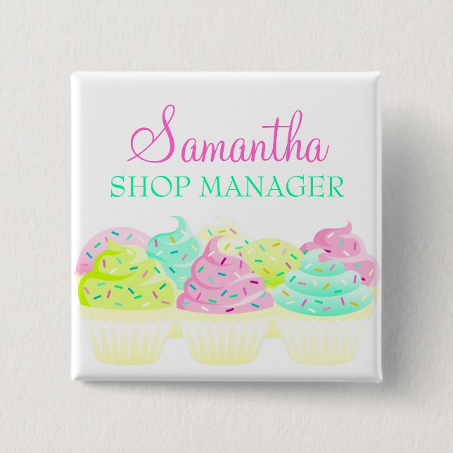 Cupcakes N Sprinkles Custom Name Badge Pin (Front)
