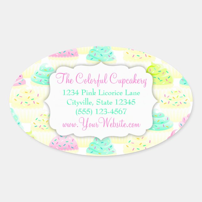 Cupcakes N Sprinkles Custom Oval Sticker (Front)
