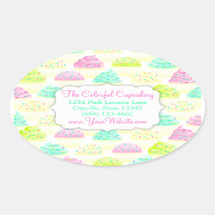 Cupcakes N Sprinkles Custom Oval Sticker