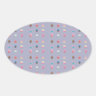 Cupcakes Oval Sticker