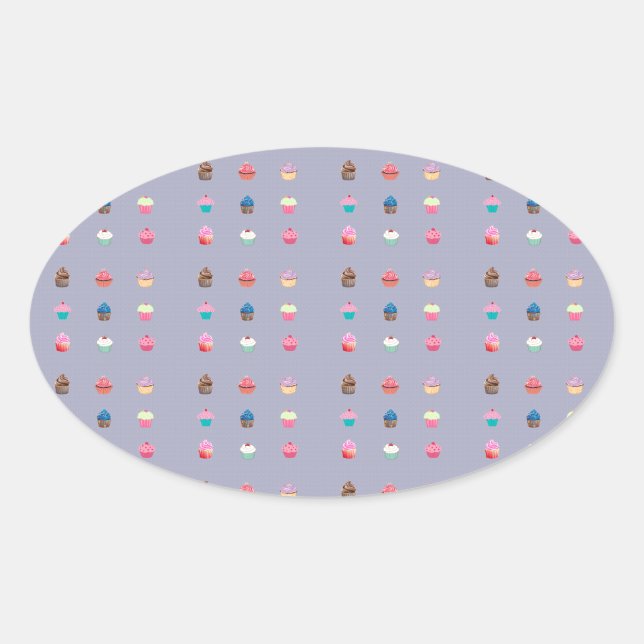 Cupcakes Oval Sticker (Front)