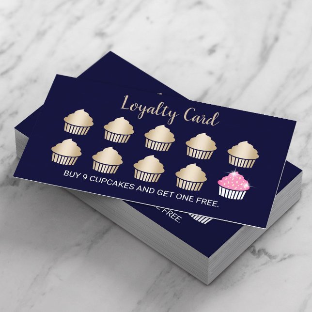 Cupcakes Pastry Bakery Navy Blue Loyalty (Creator Uploaded)