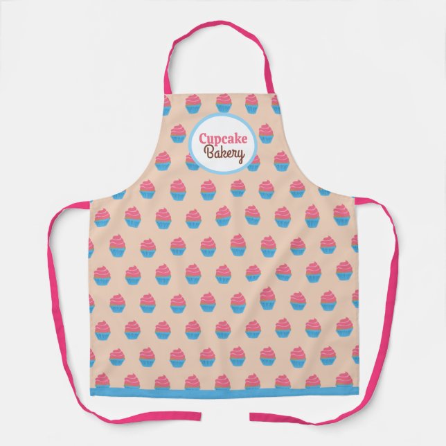 Cupcakes Pattern | Cream Pink | Cake Bakery Apron (Front)