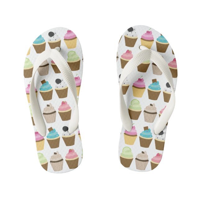 Cupcakes Pattern Kid's Flip Flops (Footbed)