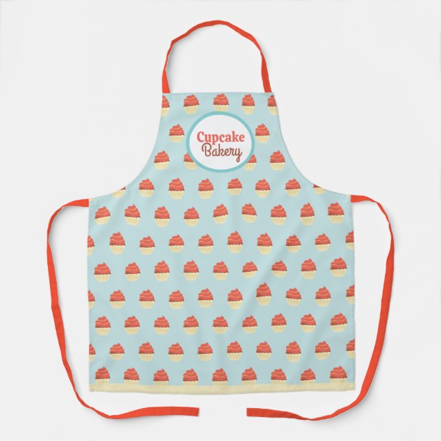 Cupcakes Pattern | Mint Green | Cake Bakery Apron (Front)
