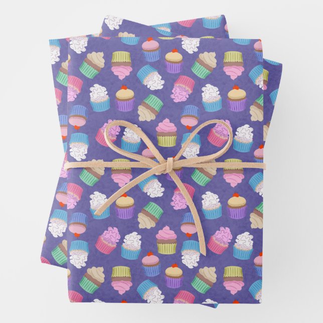 Cupcakes pattern wrapping paper sheet (In situ)