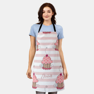 Cupcakes Pink Stripes Apron