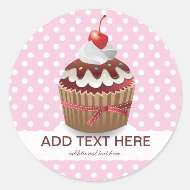 Cupcakes Pink Sweet Polka Dots Custom Stickers (Front)