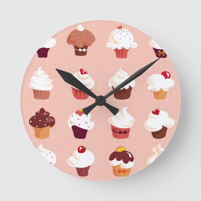 Cupcakes Round Clock (Front)