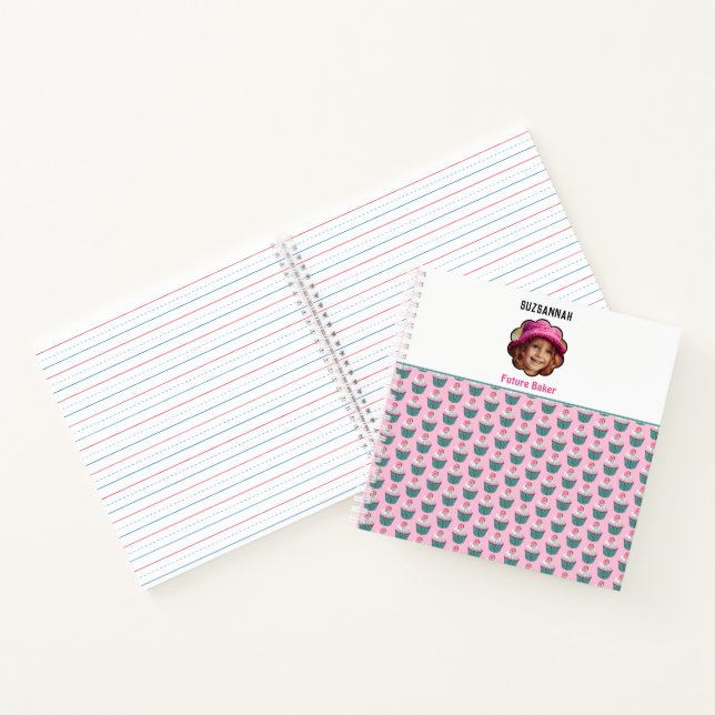 Cupcakes Scalloped Custom Photo Template Name Notebook (Inside)