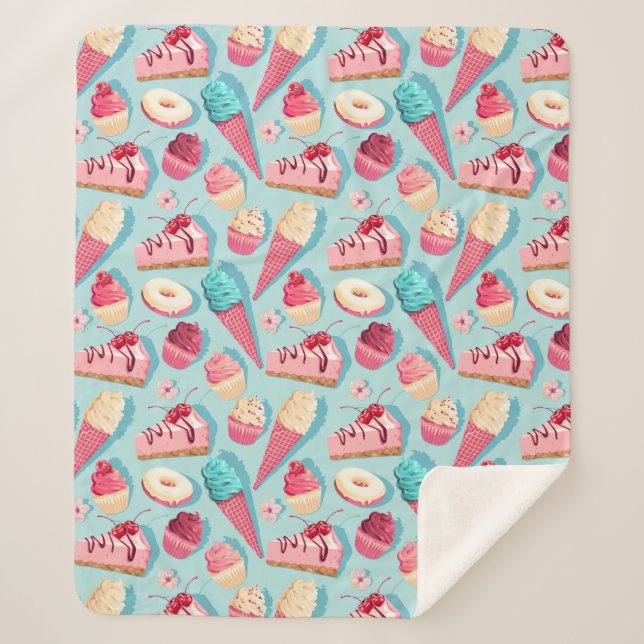 Cupcakes Sherpa Blanket (Front)