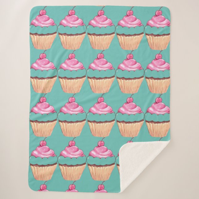cupcakes Sherpa Blanket (Front)