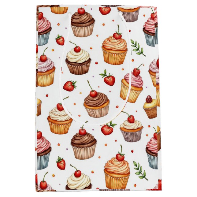 Cupcakes & Strawberries Medium Gift Bag (Front)