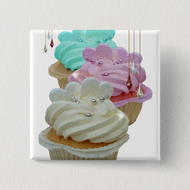 Cupcakes with Bling! 15 Cm Square Badge (Front)