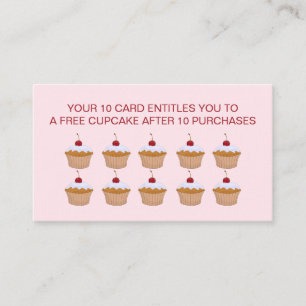 Cupcakes With Cherry On Top Free Cupcake Loyalty Card