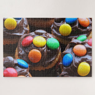 Cupcakes with Chocolate Frosting and Candies Jigsaw Puzzle