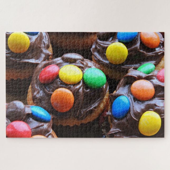 Cupcakes with Chocolate Frosting and Candies Jigsaw Puzzle (Horizontal)