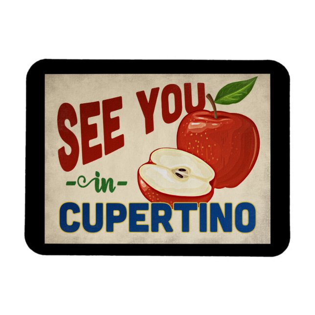 Cupertino California Apple - Vintage Travel Magnet (Horizontal)