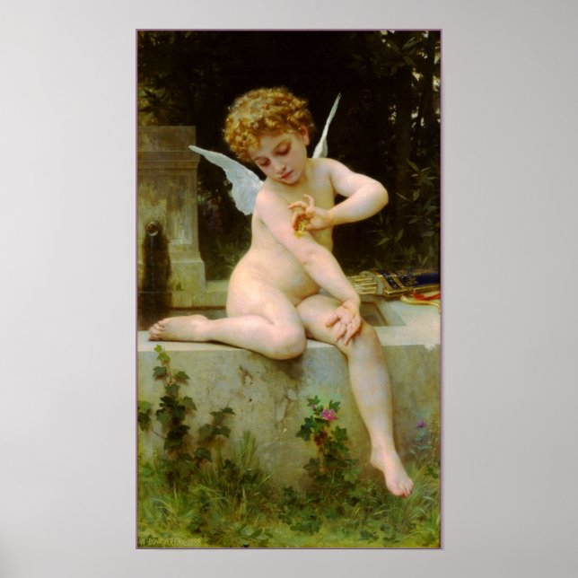Cupid and butterfly by Bouguereau Poster (Front)