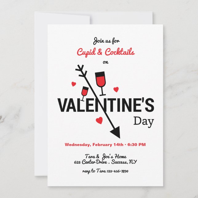 Cupid and Cocktails Valentine's Day  Invitation (Front)