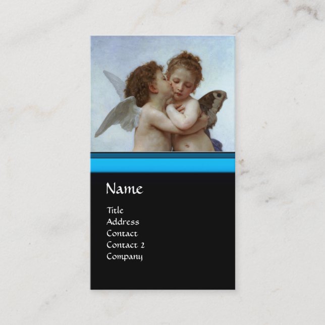 Cupid and Psyche as Children / Angels First Kiss Business Card (Front)