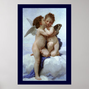 Cupid and Psyche as Children / Angel's First Kiss Poster