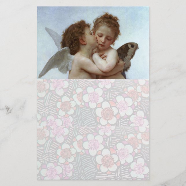 Cupid and Psyche as Children / Angels First Kiss Stationery (Front)