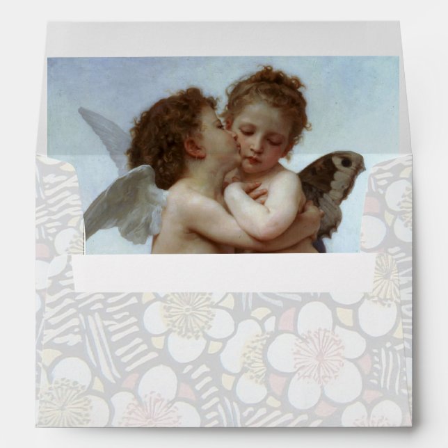 Cupid and Psyche as Children blue white Envelope (Back (Bottom))