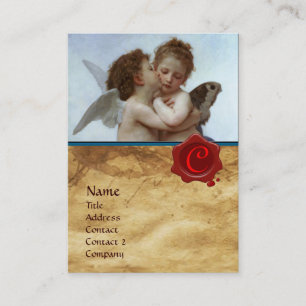 Cupid and Psyche as Children MONOGRAM Parchment Business Card