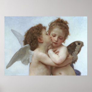 Cupid and Psyche as children - William Bouguereau Poster