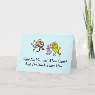 Cupid And Stork Valentine's Day Birthday Card