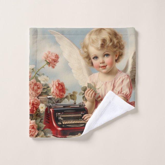 Cupid Angel write a love letter Bath Towel Set (Wash Cloth)