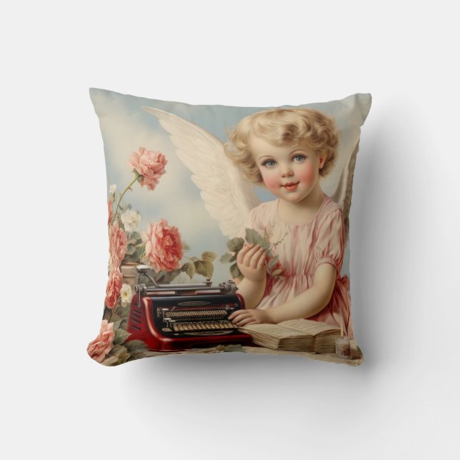 Cupid Angel write a love letter Cushion (Front)