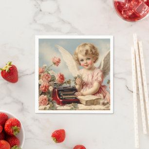 Cupid Angel write a love letter Napkin