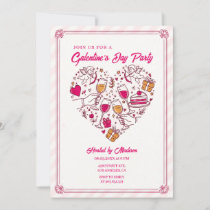 Cupid Angels Galentines Invitation Heart Design