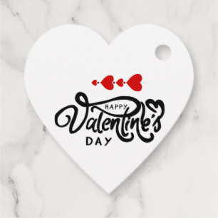 Cupid Arrow Red Hearts Happy Valentine's Day Text Favour Tags