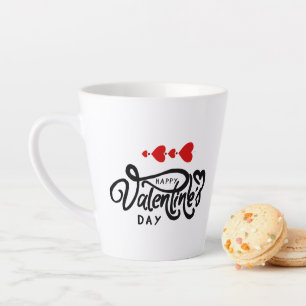 Cupid Arrow Red Hearts Happy Valentine's Day Text Latte Mug