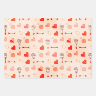 Cupid arrow with hearts valentine wrapping paper sheet