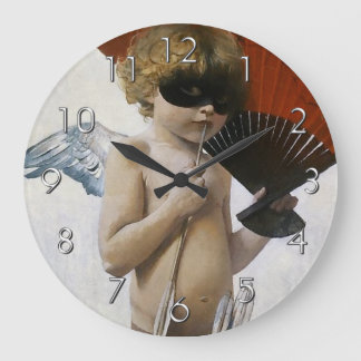 Cupid at the Masked Ball Large Clock