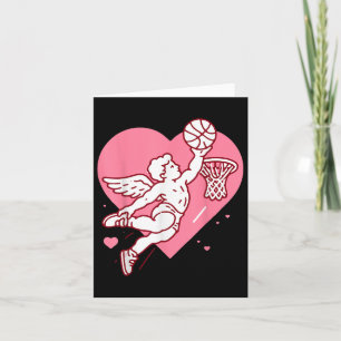 Cupid Basketball Valentines Day Heart Dunking Bask Card
