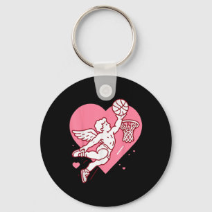 Cupid Basketball Valentines Day Heart Dunking Bask Key Ring