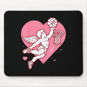 Cupid Basketball Valentines Day Heart Dunking Bask Mouse Mat